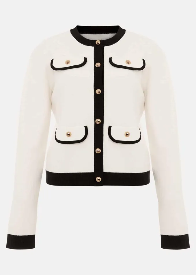 Phase Eight Libby Knit Jacket Blackivory Women Knitwear