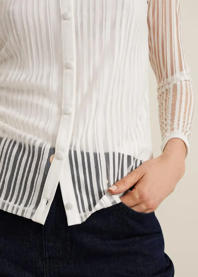Phase Eight Loraine Linear Burnout Top Ivory Women Tops and TShirts