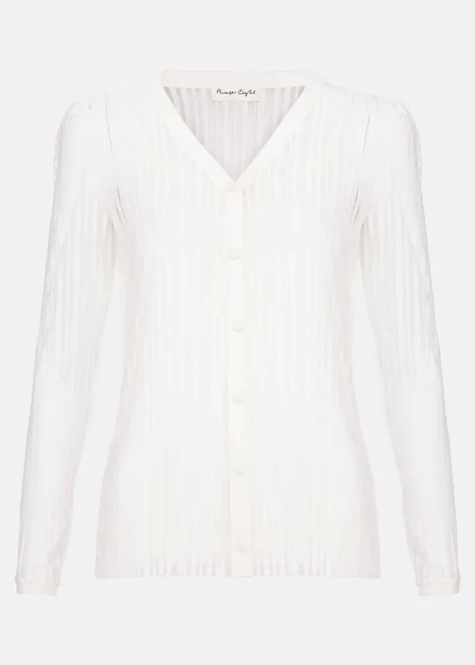 Phase Eight Loraine Linear Burnout Top Ivory Women Tops and TShirts