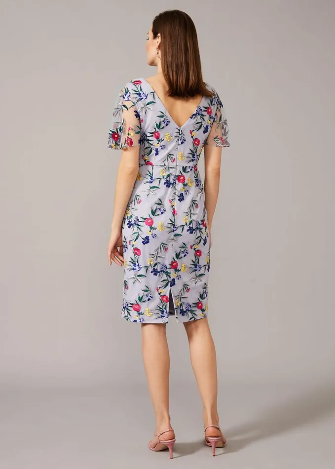 Phase Eight Lorie Floral Embroidered Dress Lavender Women Dresses