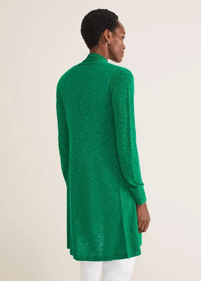 Phase Eight Louise Linen Longline Cardigan Green Women Knitwear