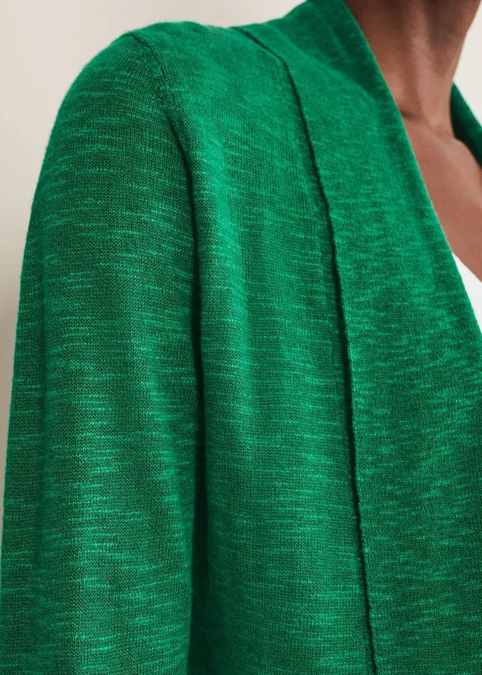 Phase Eight Louise Linen Longline Cardigan Green Women Knitwear