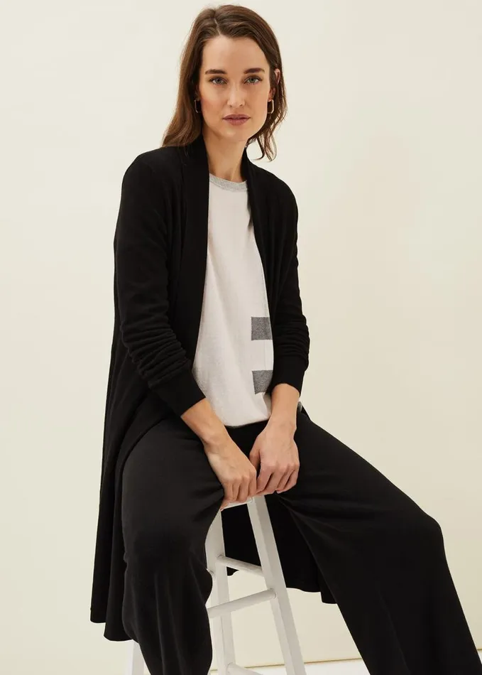 Phase Eight Louise Longline Cardigan Black Women Knitwear