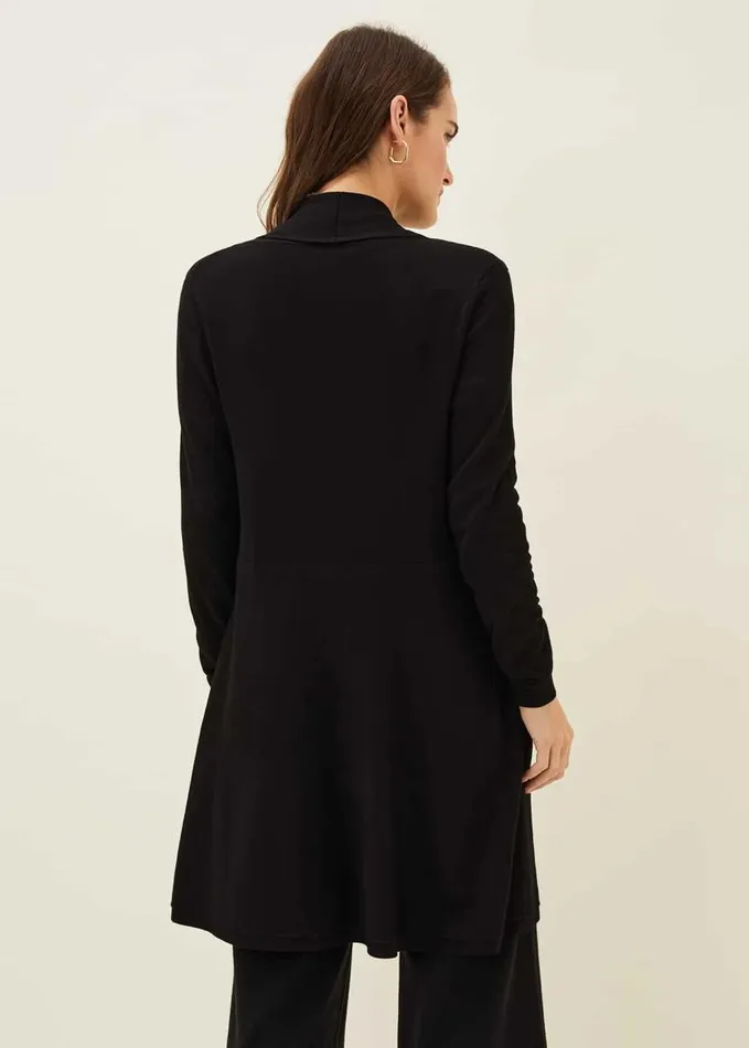 Phase Eight Louise Longline Cardigan Black Women Knitwear