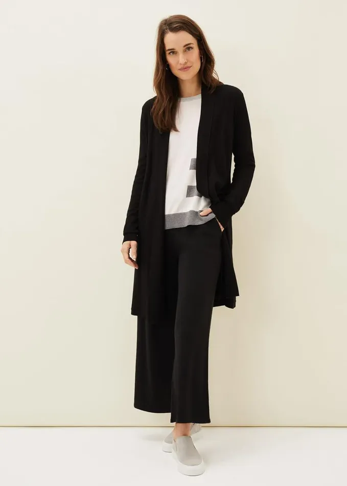 Phase Eight Louise Longline Cardigan Black Women Knitwear