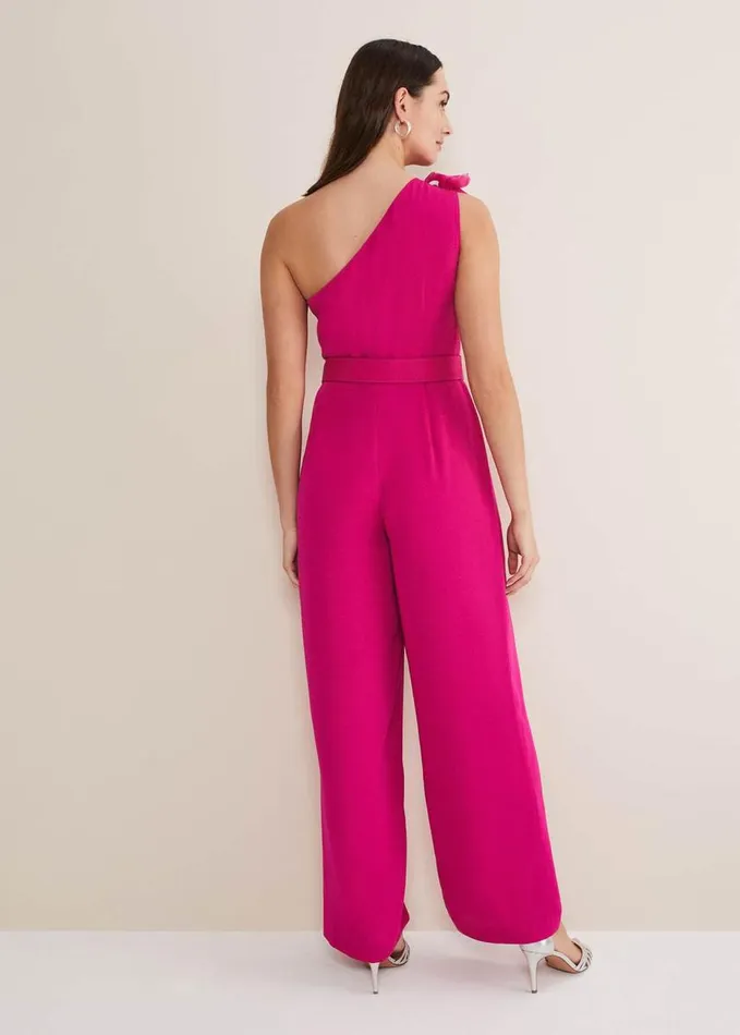 Phase Eight Luisa One Shoulder Jumpsuit Magenta Pink Women Dresses