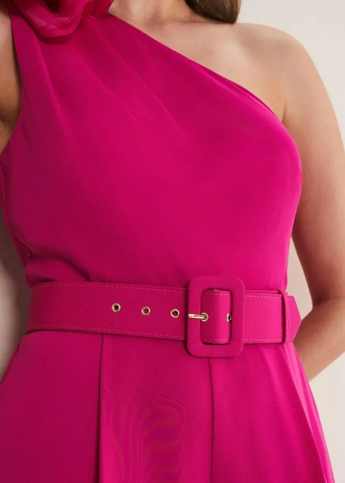 Phase Eight Luisa One Shoulder Jumpsuit Magenta Pink Women Dresses