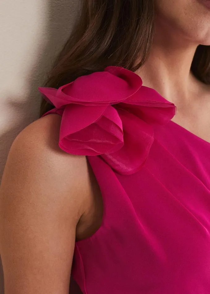 Phase Eight Luisa One Shoulder Jumpsuit Magenta Pink Women Dresses