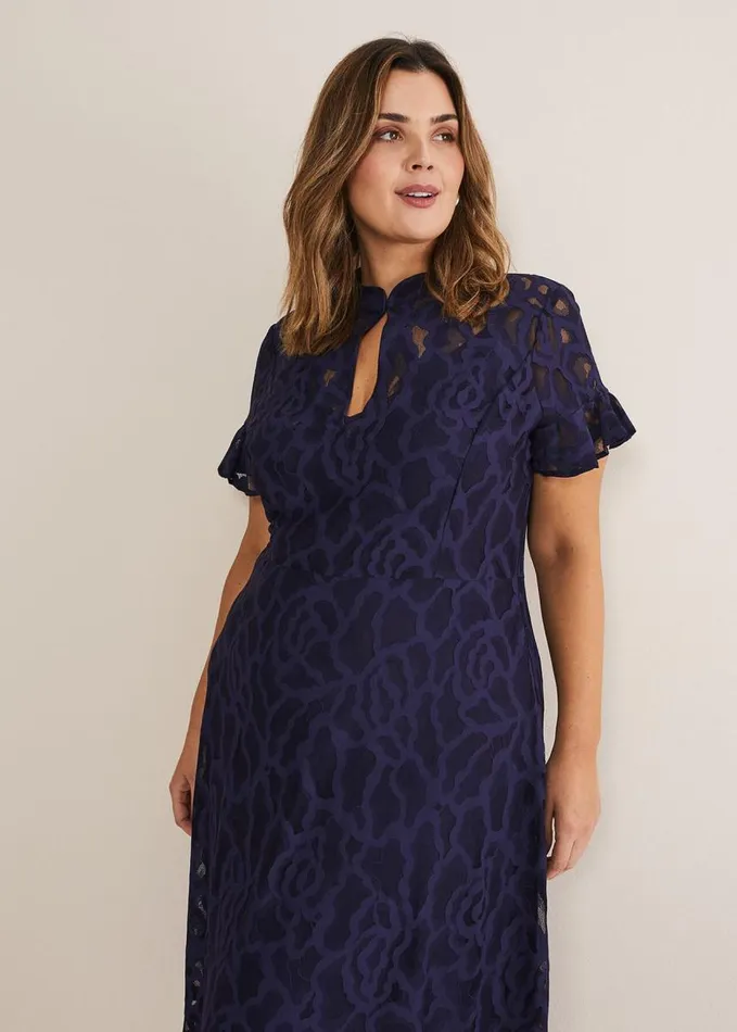 Phase Eight Lulu Lace Midi Dress Navy Women Dresses