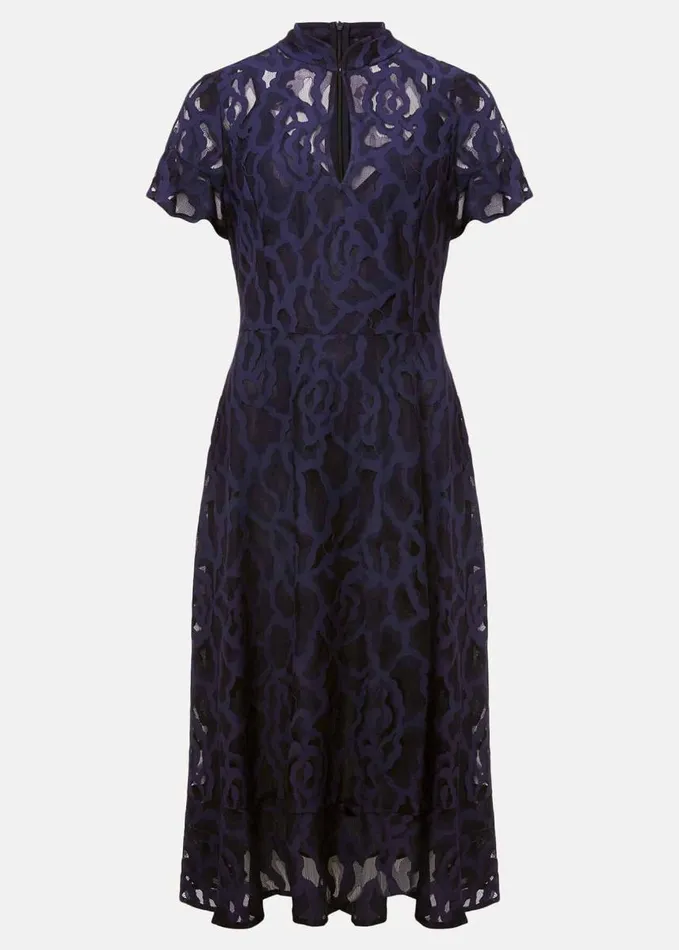 Phase Eight Lulu Lace Midi Dress Navy Women Dresses
