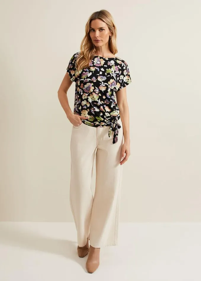 Phase Eight Maddie Watercolor Top Blackmulti Women Tops and TShirts