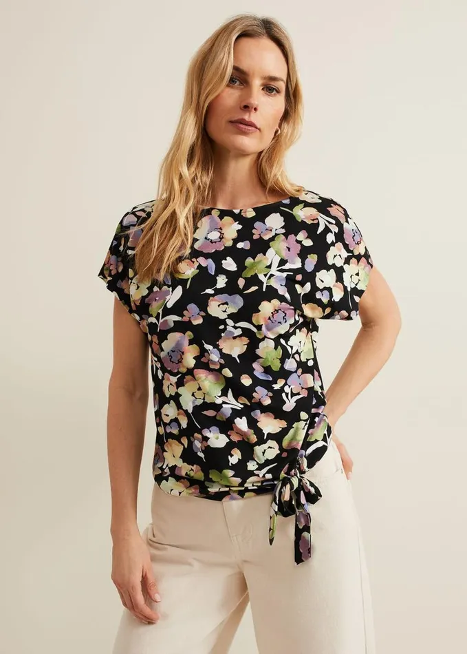 Phase Eight Maddie Watercolor Top Blackmulti Women Tops and TShirts