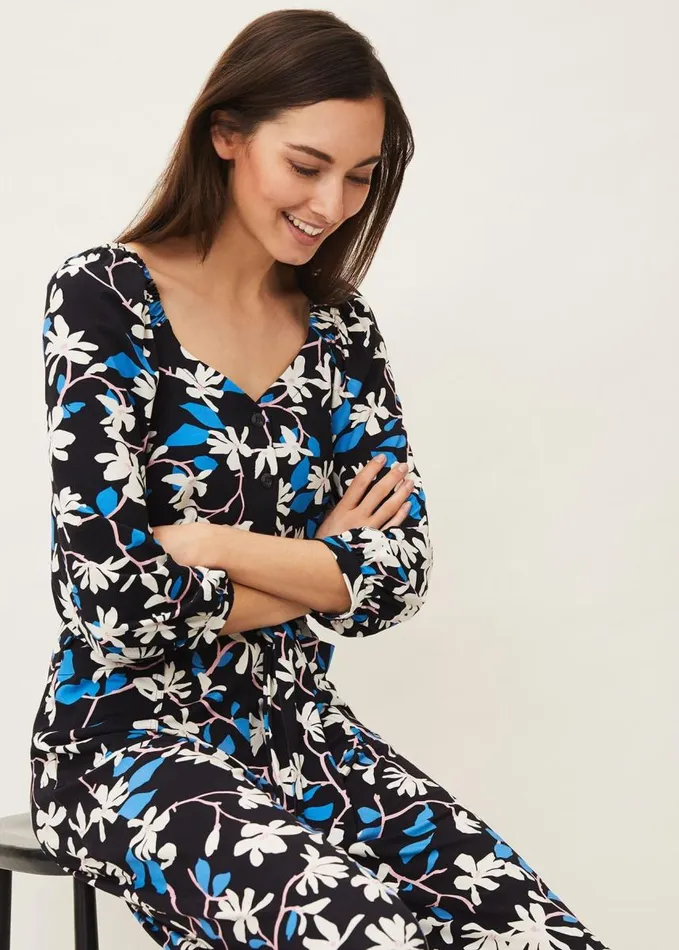 Phase Eight Magnolia Floral Jersey Jumpsuit Navymulti Women Dresses
