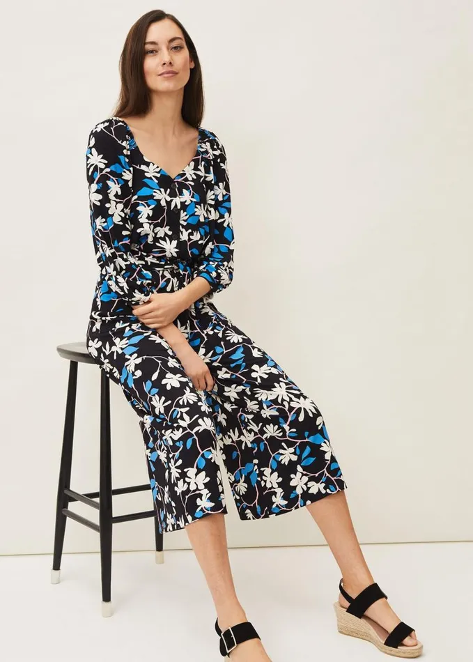 Phase Eight Magnolia Floral Jersey Jumpsuit Navymulti Women Dresses