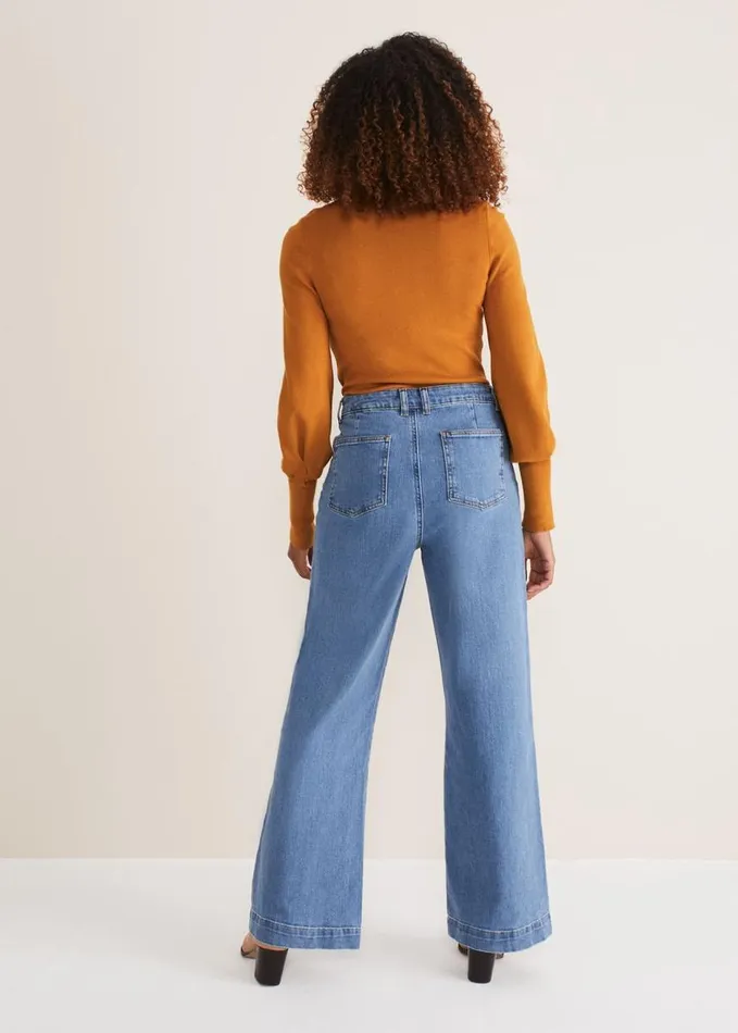Phase Eight Magsie Wide Leg Jeans Mid Wash Blue Women Trousers