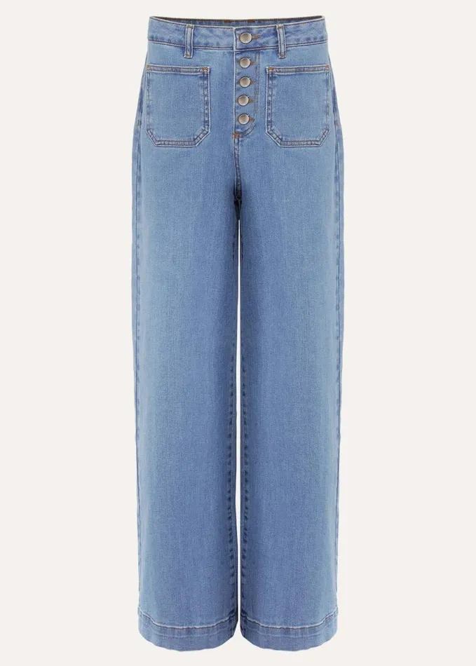 Phase Eight Magsie Wide Leg Jeans Mid Wash Blue Women Trousers