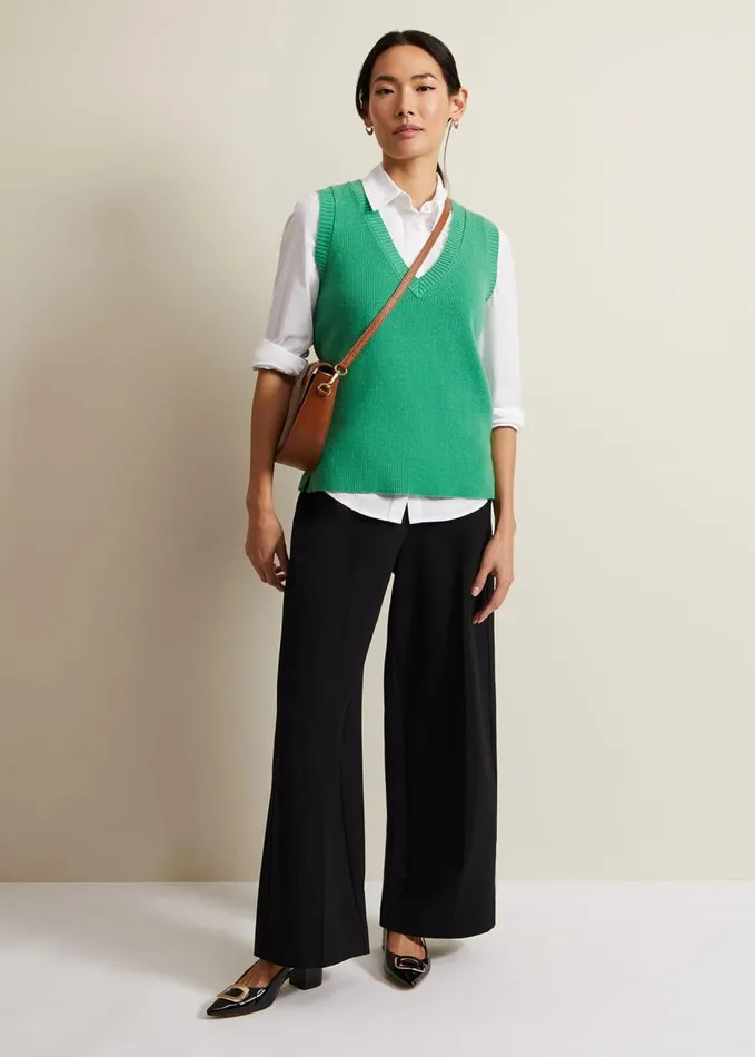 Phase Eight Marianna V Neck Tank Green Women Knitwear