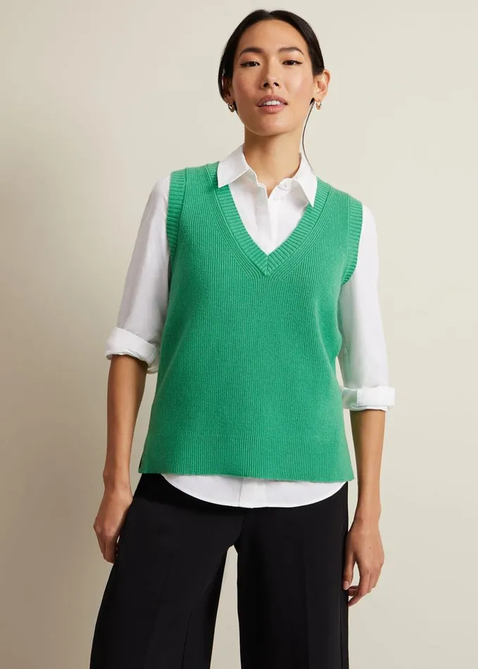 Phase Eight Marianna V Neck Tank Green Women Knitwear