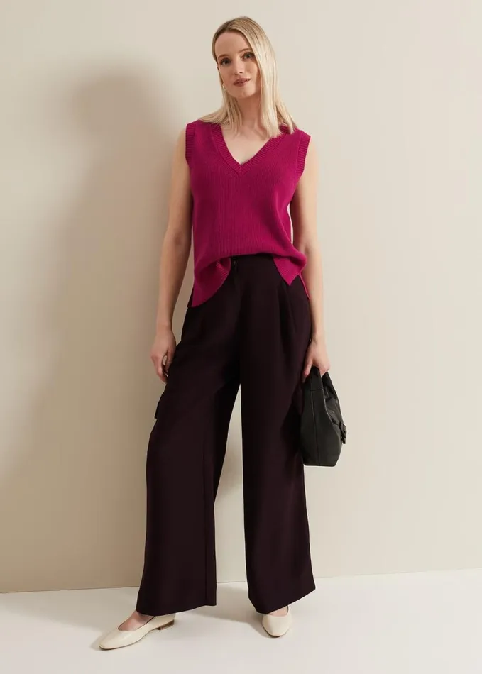 Phase Eight Marianna V Neck Tank Purple Women Knitwear
