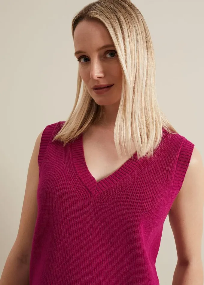 Phase Eight Marianna V Neck Tank Purple Women Knitwear