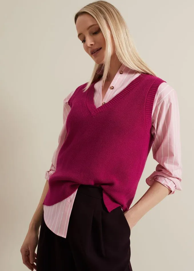 Phase Eight Marianna V Neck Tank Purple Women Knitwear