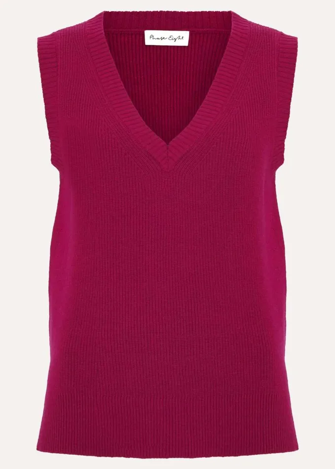 Phase Eight Marianna V Neck Tank Purple Women Knitwear