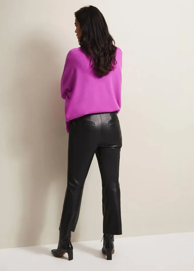 Phase Eight Marielle Black Faux Leather Cropped Trousers Black Women Trousers
