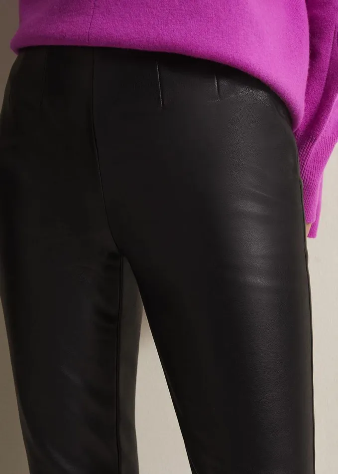Phase Eight Marielle Black Faux Leather Cropped Trousers Black Women Trousers