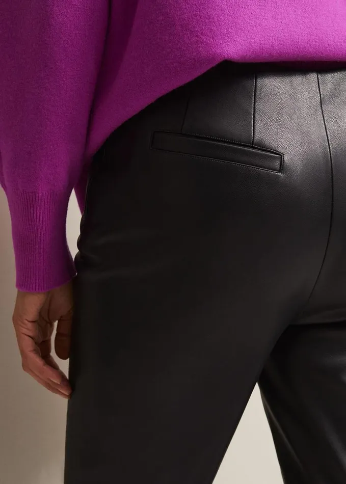 Phase Eight Marielle Black Faux Leather Cropped Trousers Black Women Trousers