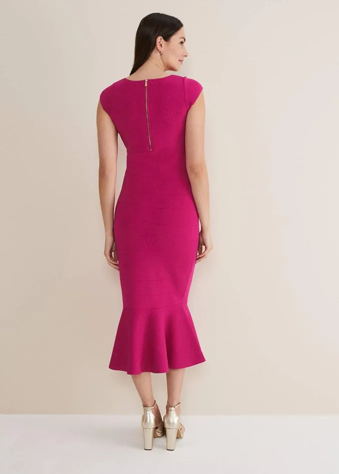Phase Eight Martha Bandage Midi Dress Magenta Women Dresses