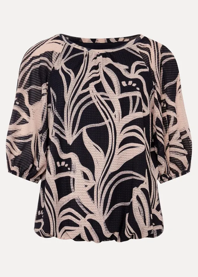 Phase Eight Meda Print Balloon Sleeve Top Navycameo Women Tops and TShirts