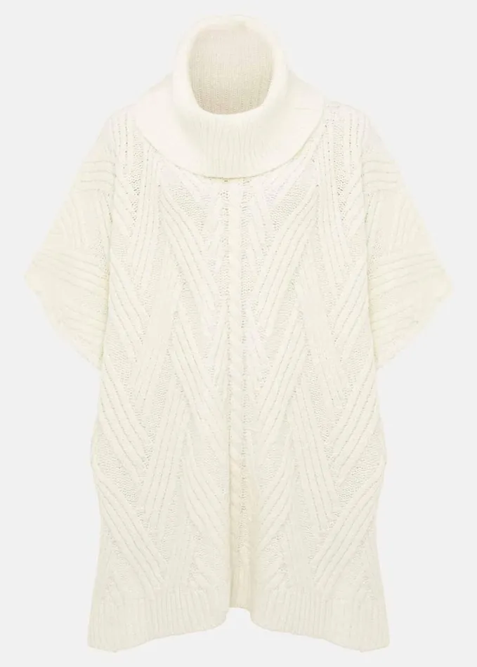 Phase Eight Melly Cable Knit Cape Winter White Women Scarves
