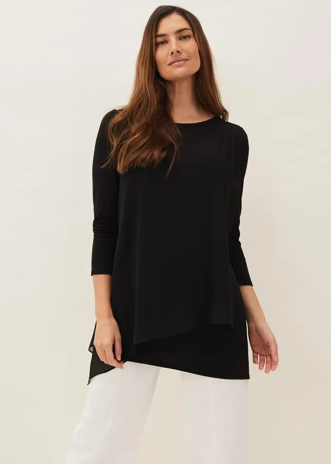 Phase Eight Mika Longline Top Black Women Tops and TShirts