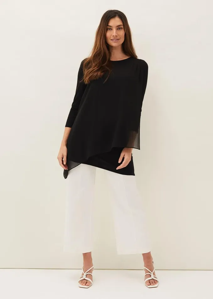 Phase Eight Mika Longline Top Black Women Tops and TShirts
