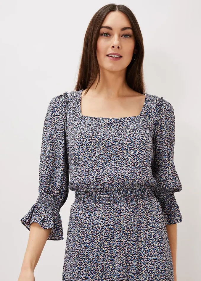 Phase Eight Millie Ditsy Print Dress Blue Multi Women Dresses