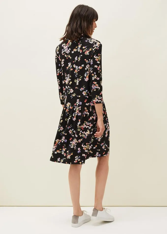 Phase Eight Mina Floral Print Shirt Dress Blackmulti Women Dresses