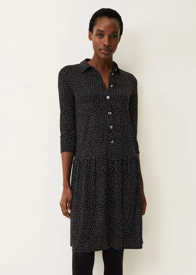 Phase Eight Mina Spot Print Shirt Dress Blackwhite Women Dresses
