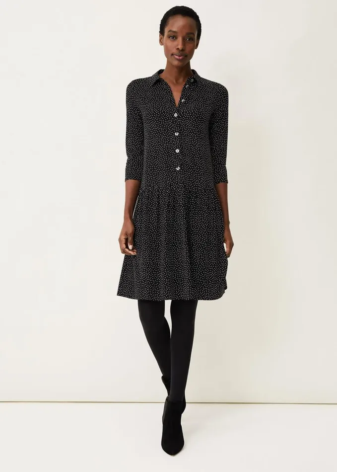 Phase Eight Mina Spot Print Shirt Dress Blackwhite Women Dresses