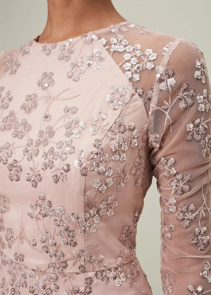 Phase Eight Natalya Sequin Floral Maxi Dress Pink Women Dresses