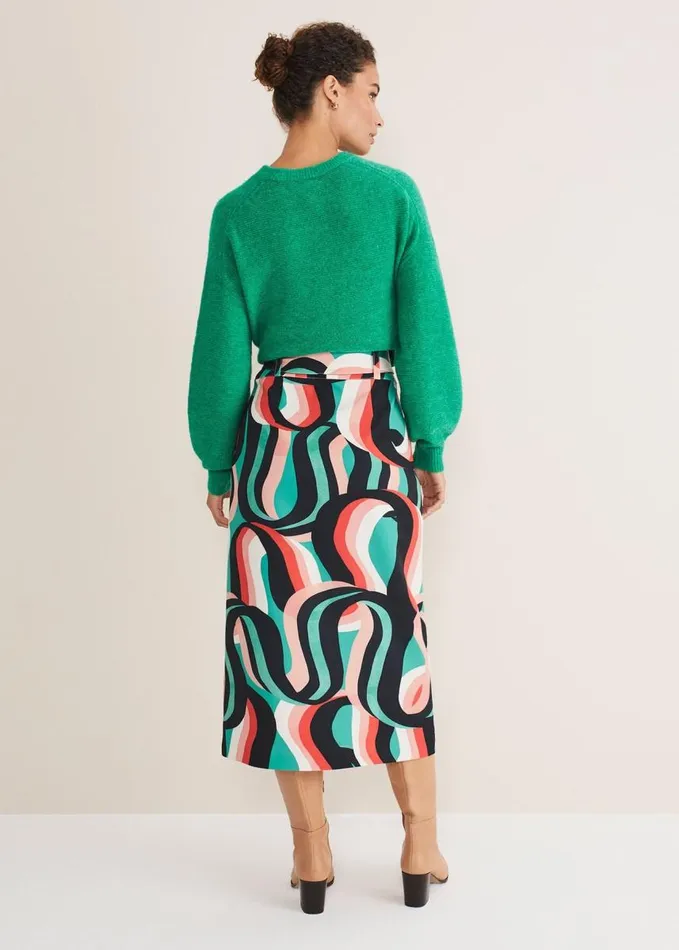 Phase Eight Nathalie Swirl Midi Skirt Green Multi Women Skirts