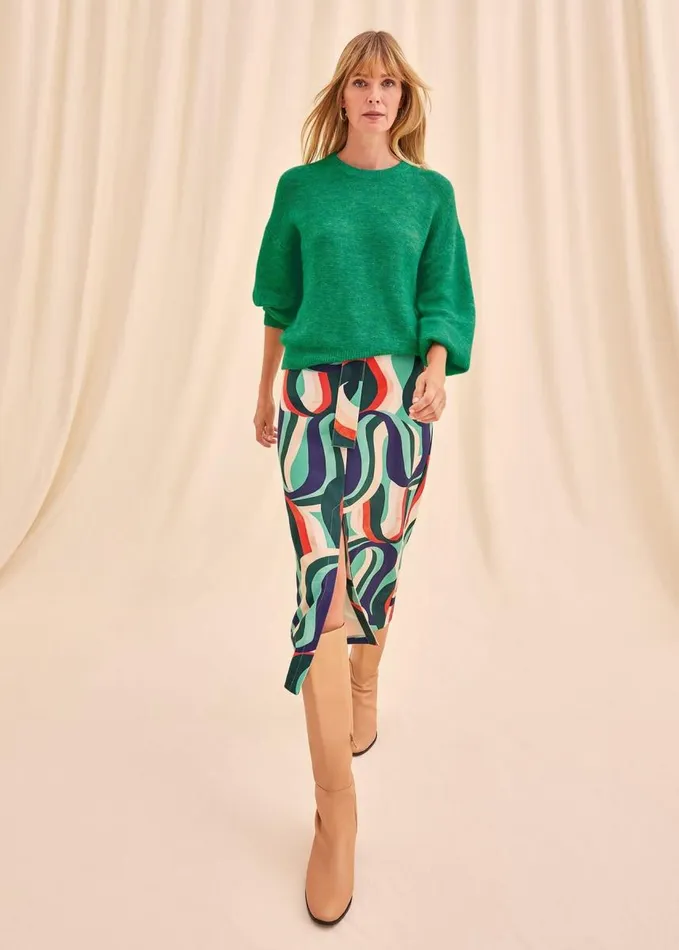 Phase Eight Nathalie Swirl Midi Skirt Green Multi Women Skirts