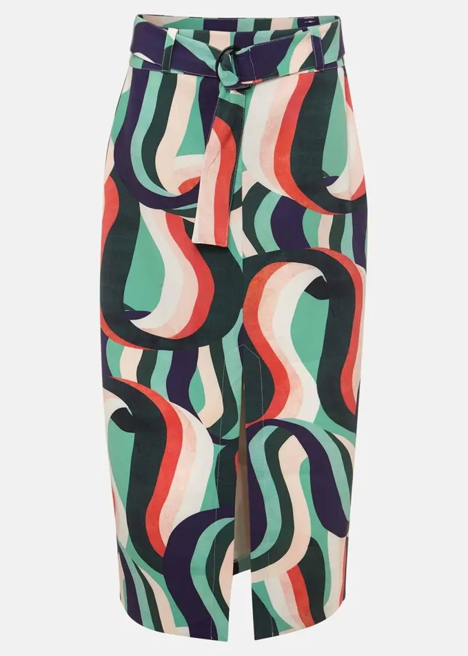 Phase Eight Nathalie Swirl Midi Skirt Green Multi Women Skirts