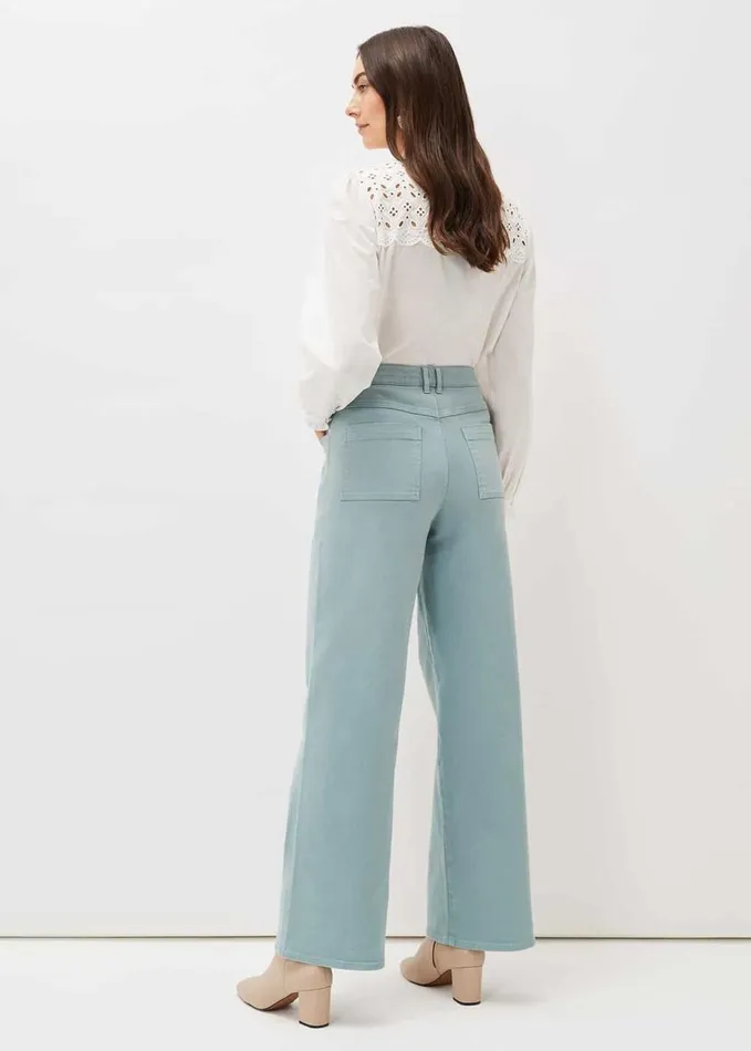 Phase Eight Nell Organic Denim Wide Leg Jean Sage Women Trousers