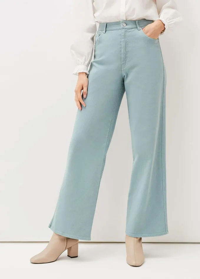 Phase Eight Nell Organic Denim Wide Leg Jean Sage Women Trousers