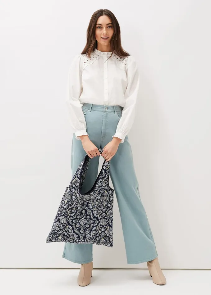 Phase Eight Nell Organic Denim Wide Leg Jean Sage Women Trousers