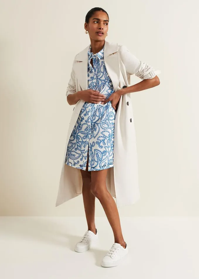 Phase Eight Nicky Broderie Swing Dress Blue Women Dresses