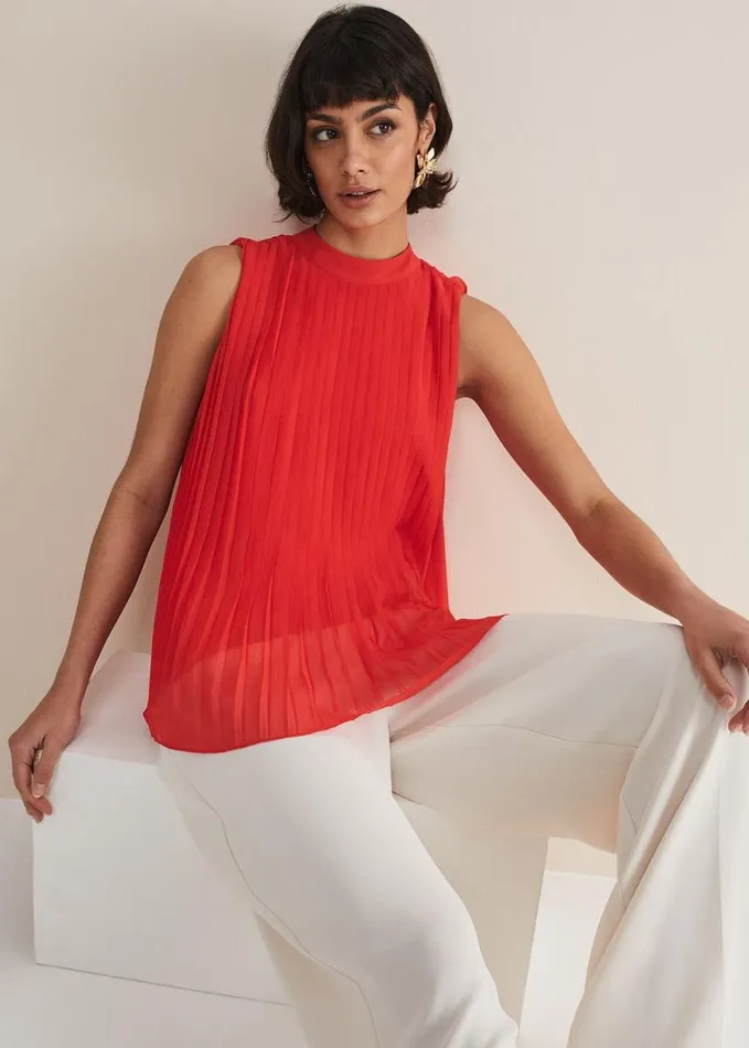 Phase Eight Nina Pleated Top Fire Women Shirts and Blouses