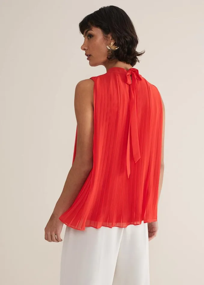 Phase Eight Nina Pleated Top Fire Women Shirts and Blouses