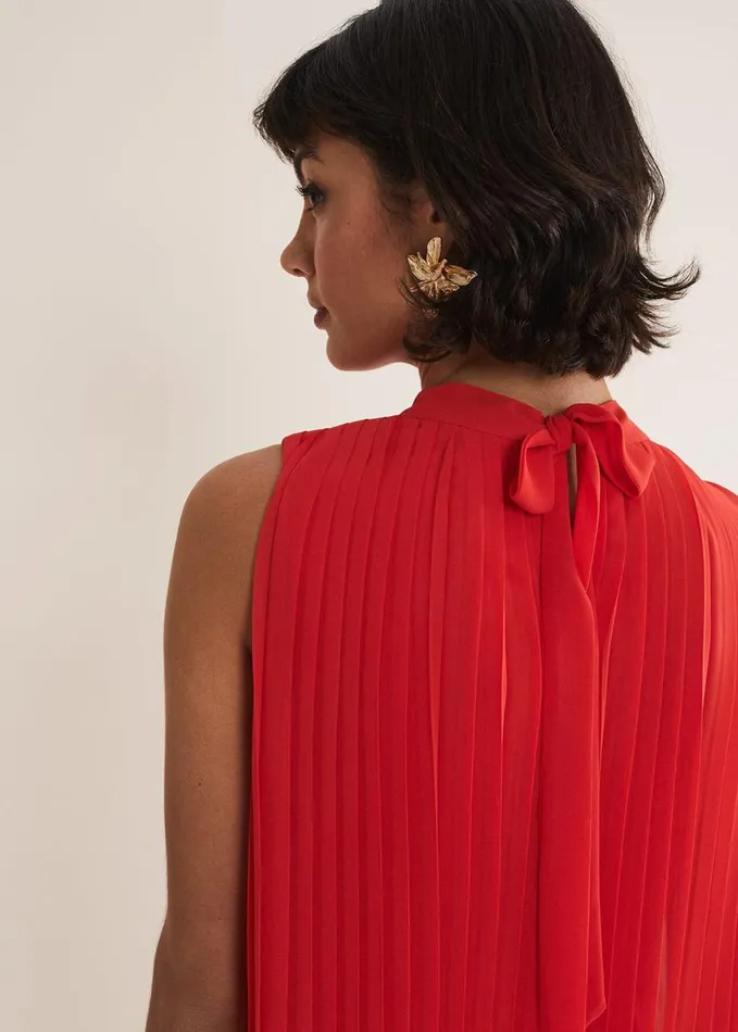 Phase Eight Nina Pleated Top Fire Women Shirts and Blouses