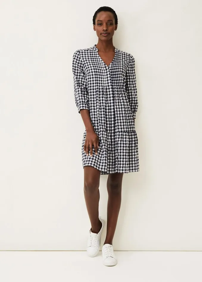 Phase Eight Oona Gingham Swing Dress Navywhite Women Dresses